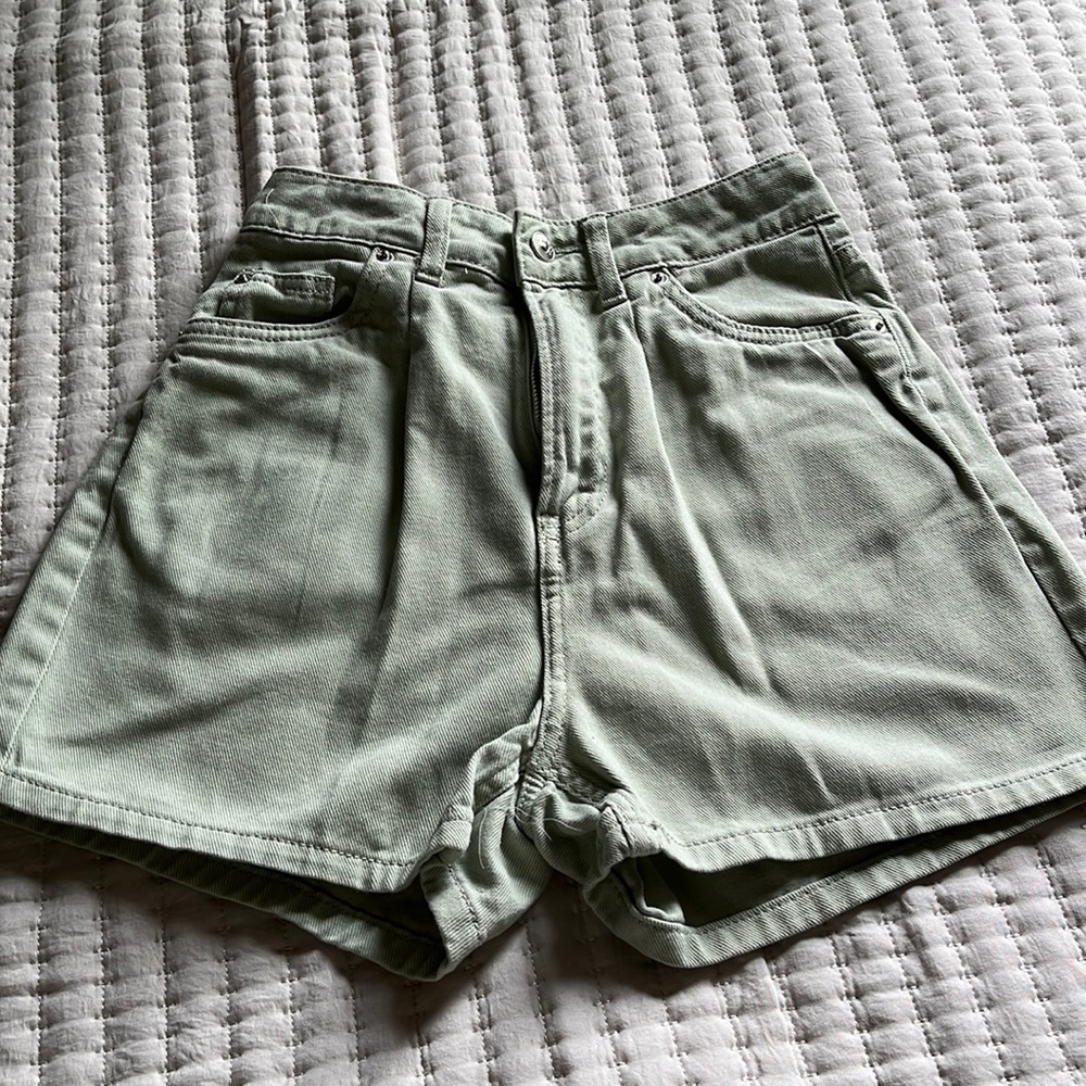 Sage green divided Jean shorts